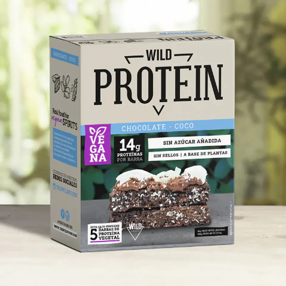 Barra de cereal  VEGANA CHOCOLATE COCO WILD PROTEIN display 5 unidades 1