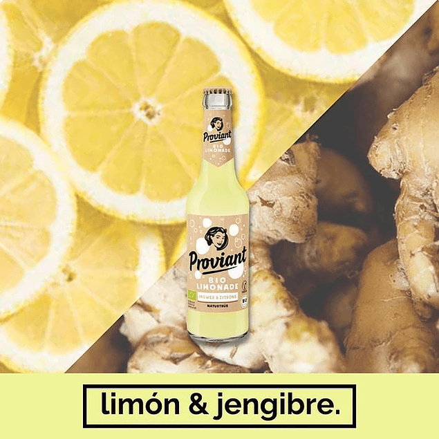 Bebida orgánica sabor Limón y Jengibre 330ml - Proviant