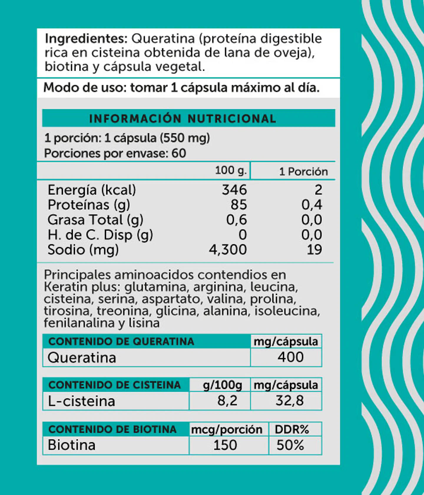 Keratin Plus 60 capsulas - Wellplus 2