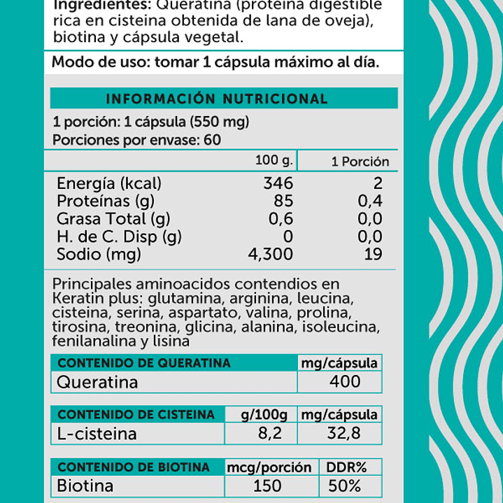 Keratin Plus 60 capsulas - Wellplus 2