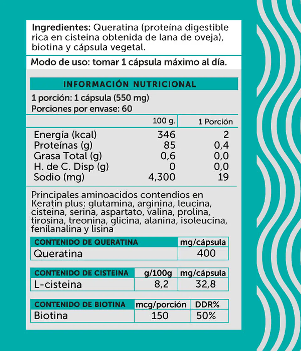 Keratin Plus 60 capsulas - Wellplus 2