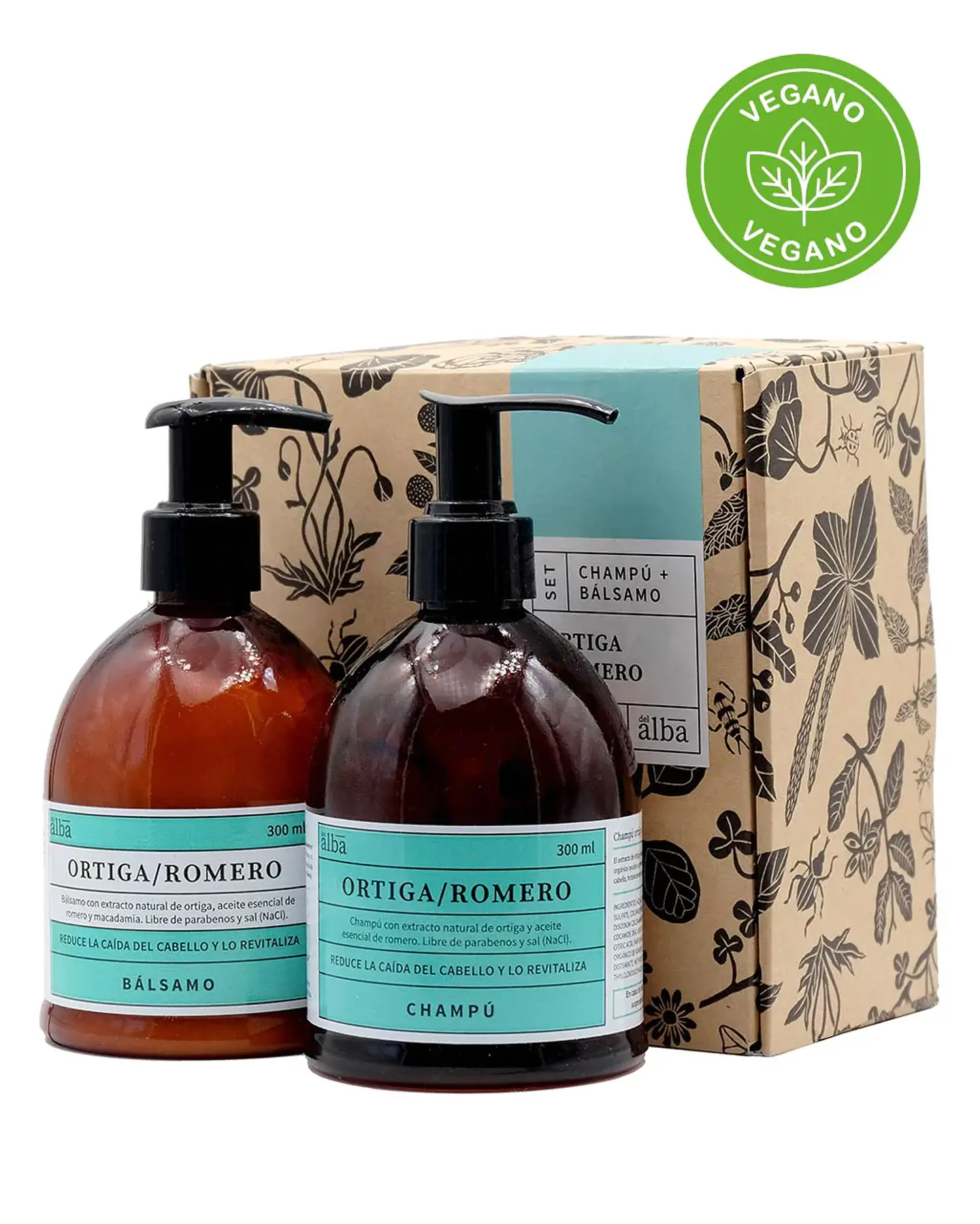 Pack Champú y bálsamo Ortiga romero 300ml - Del Alba 1