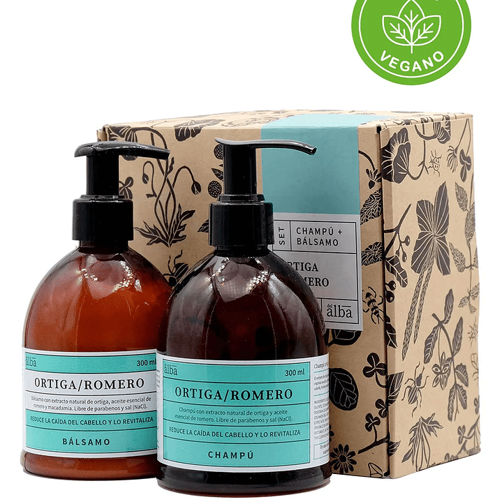 Pack Champú y bálsamo Ortiga romero 300ml - Del Alba 1