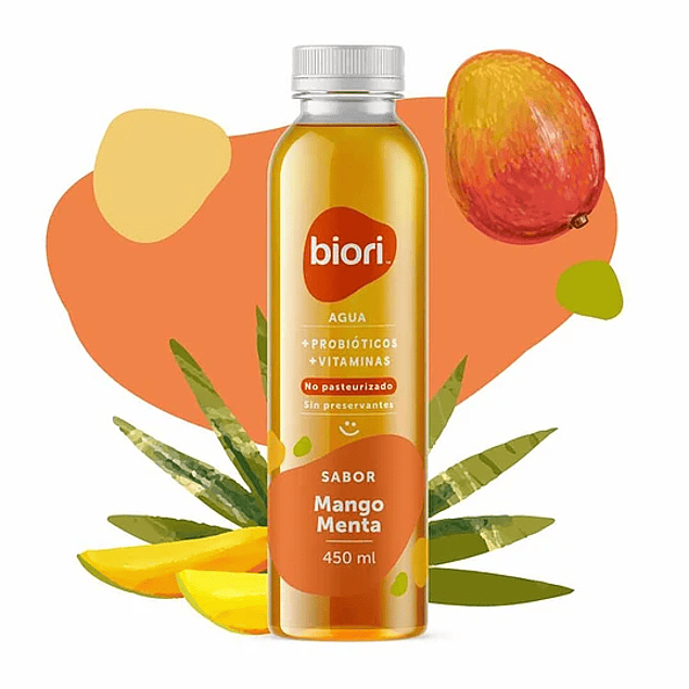 Agua probiotica de Mango Menta 450ml - Biori