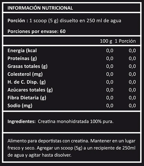 Creatina monohidratada 100% 300 g Prote & co