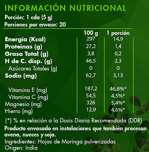 Moringa pulverizada100 gr Brota 