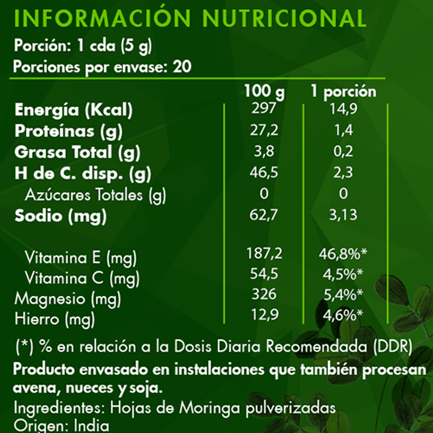 Moringa pulverizada100 gr Brota  2