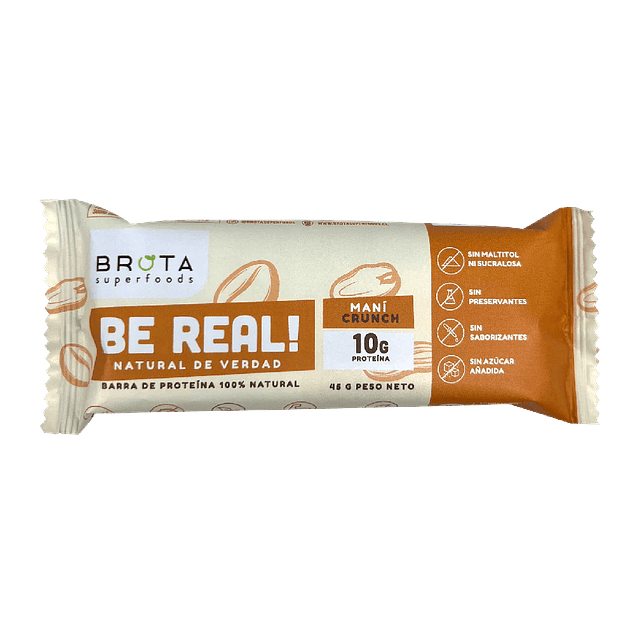 Barra de proteína BE REAL maní cruch 45 g Brota.