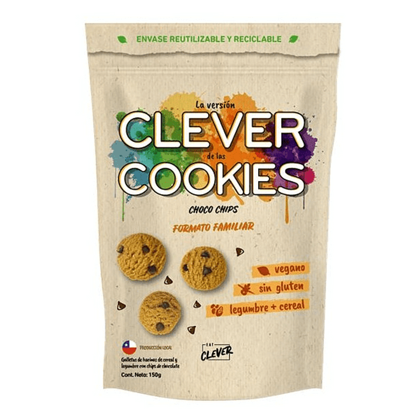 Galletas Cookies Choco chips Familiar 150 gr Eat Clever 1