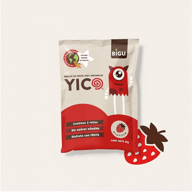 Rollos de frutilla 100% naturales 25 GRS Yico