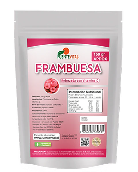 Frambuesa en polvo 150 gr Fuente vital