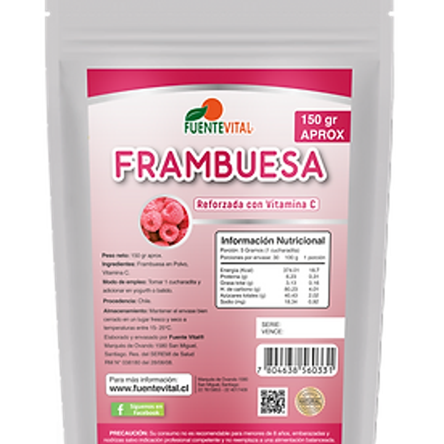 Frambuesa en polvo 150 gr Fuente vital 1