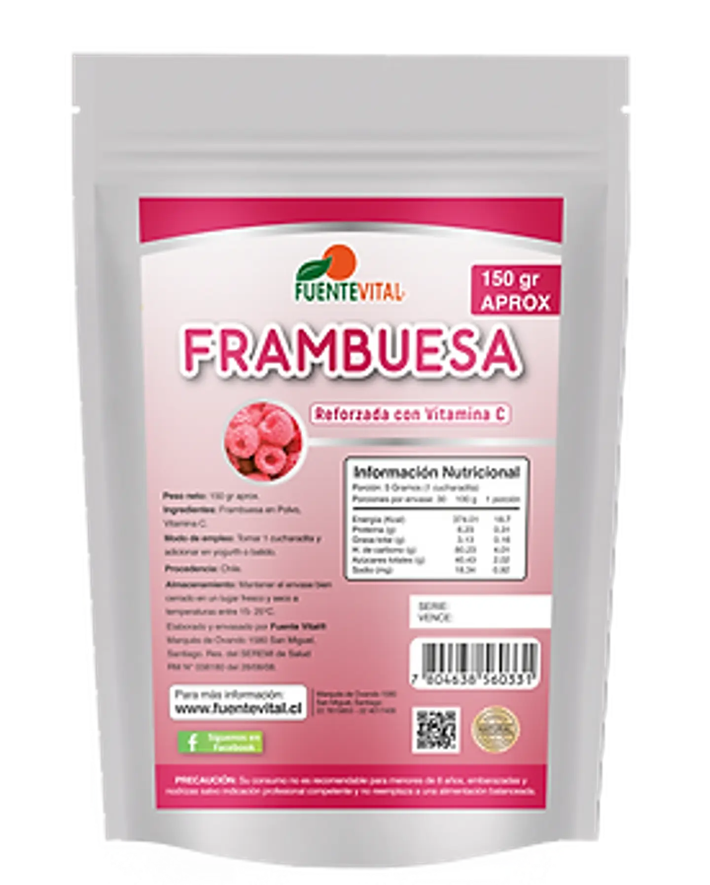 Frambuesa en polvo 150 gr Fuente vital 1