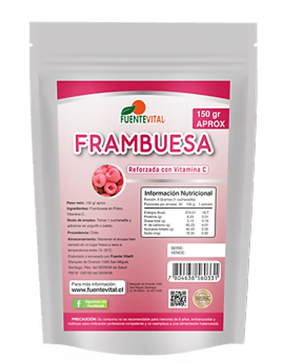 Frambuesa en polvo 150 gr Fuente vital 1