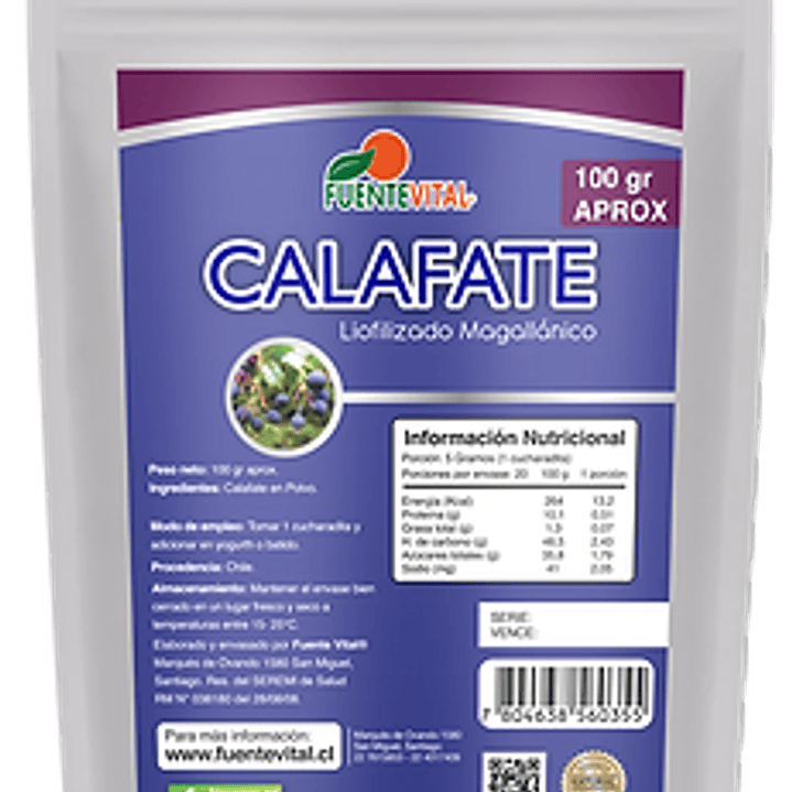 Calafate liofilizado en polvo 100 gr Fuente vital 1