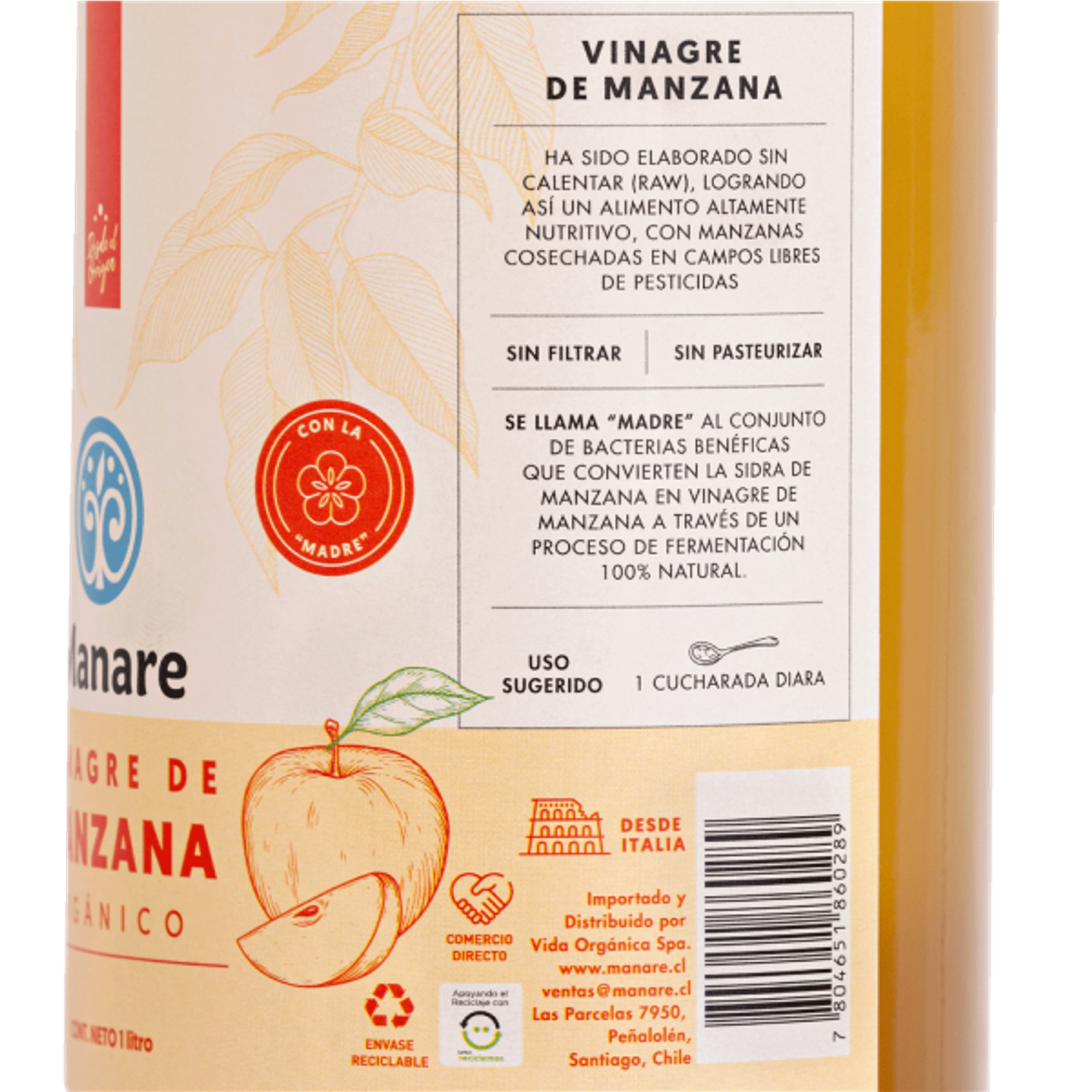 Vinagre de manzana orgánico 1 Lt Manare 2