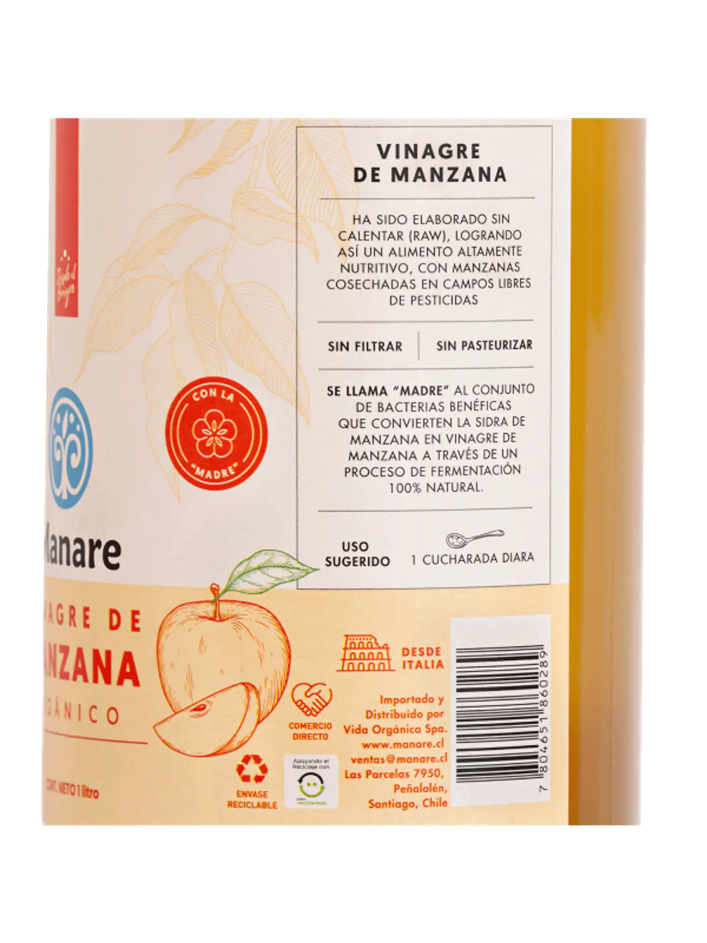 Vinagre de manzana orgánico 1 Lt Manare 2
