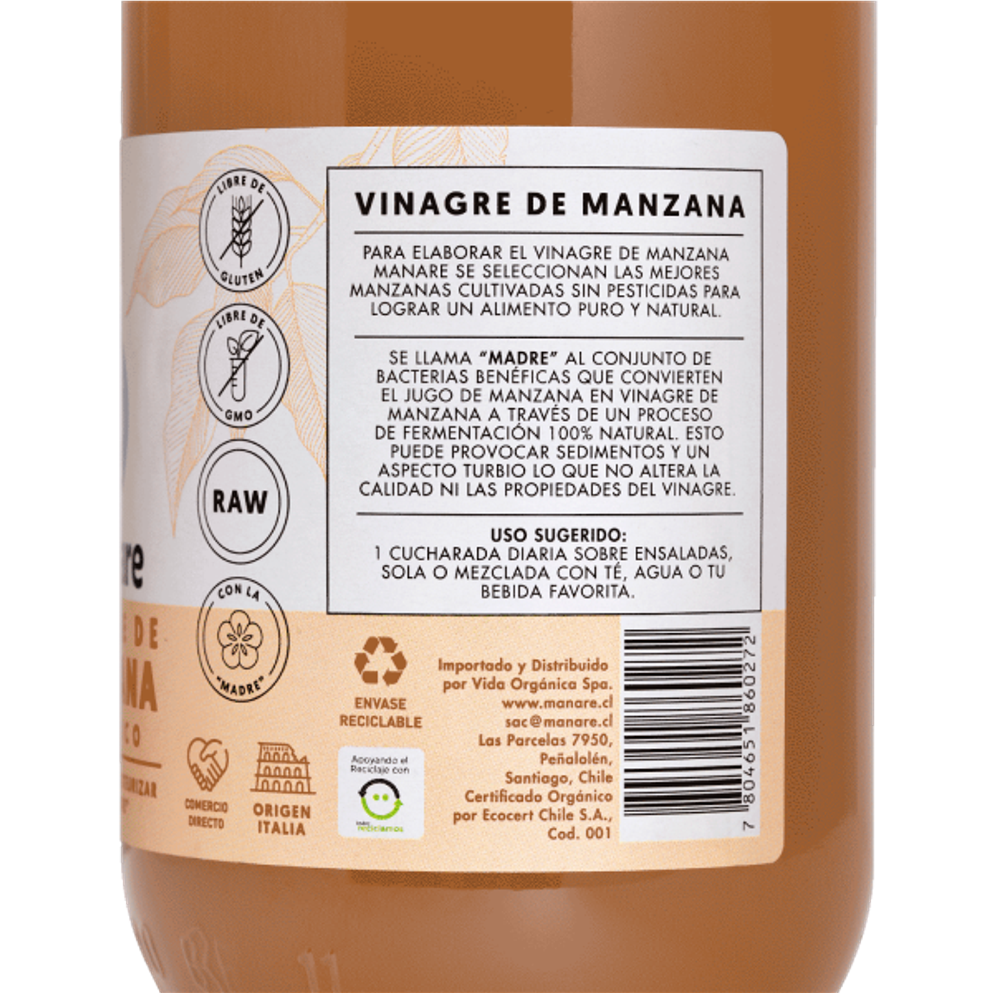 Vinagre de manzana orgánico 500 ml Manare 3