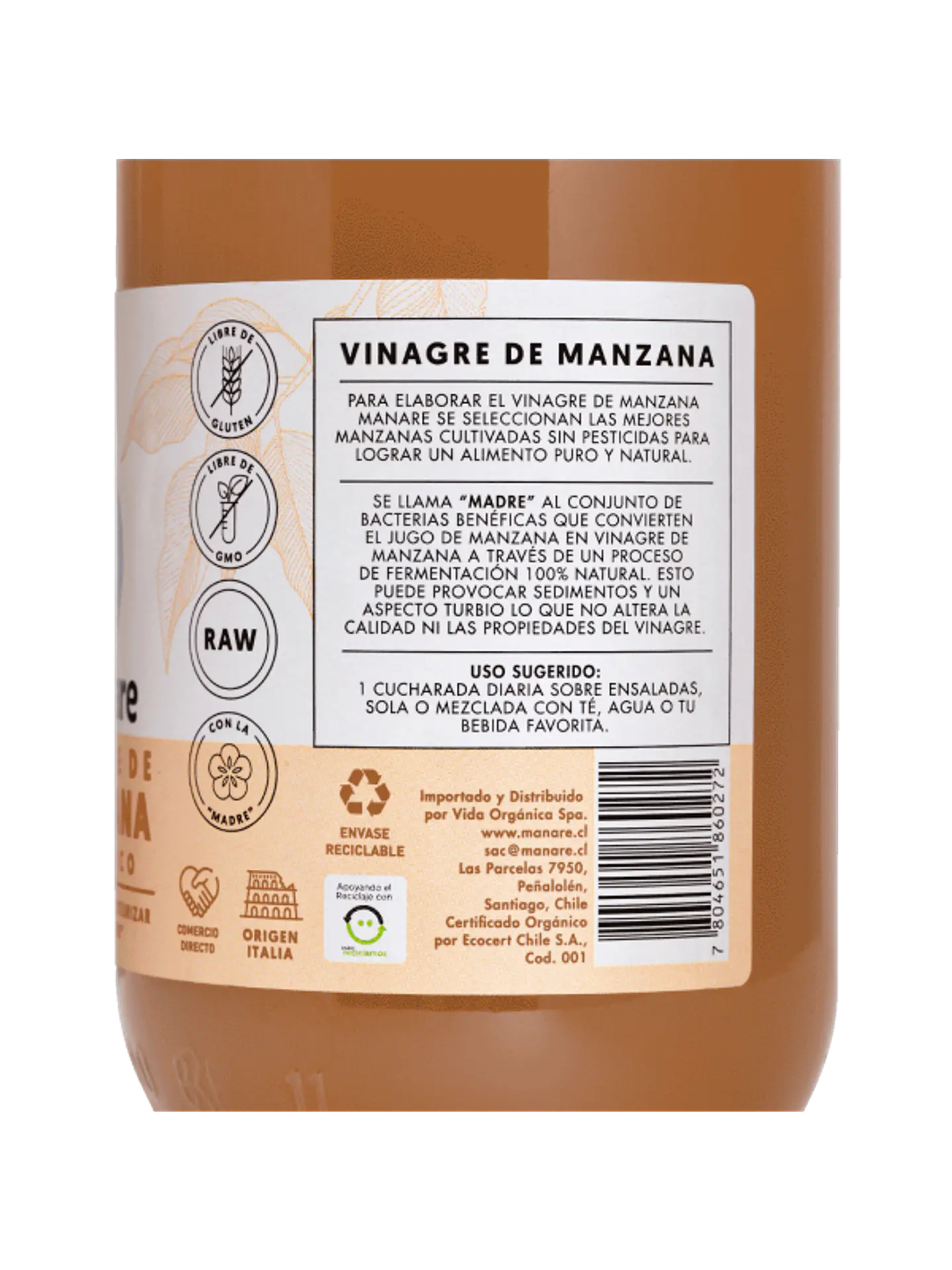 Vinagre de manzana orgánico 500 ml Manare 3