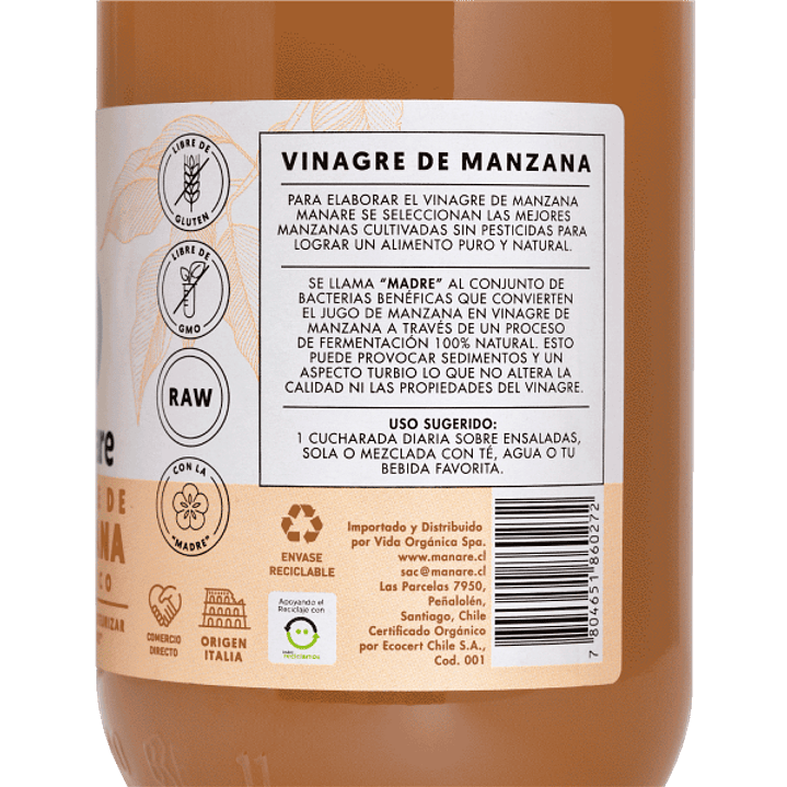 Vinagre de manzana orgánico 500 ml Manare 3