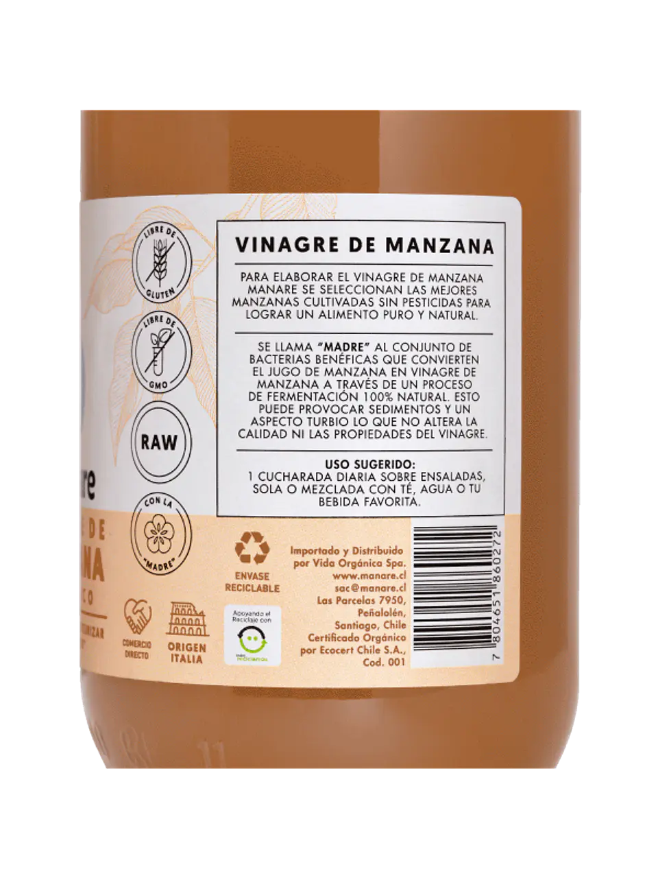 Vinagre de manzana orgánico 500 ml Manare 3