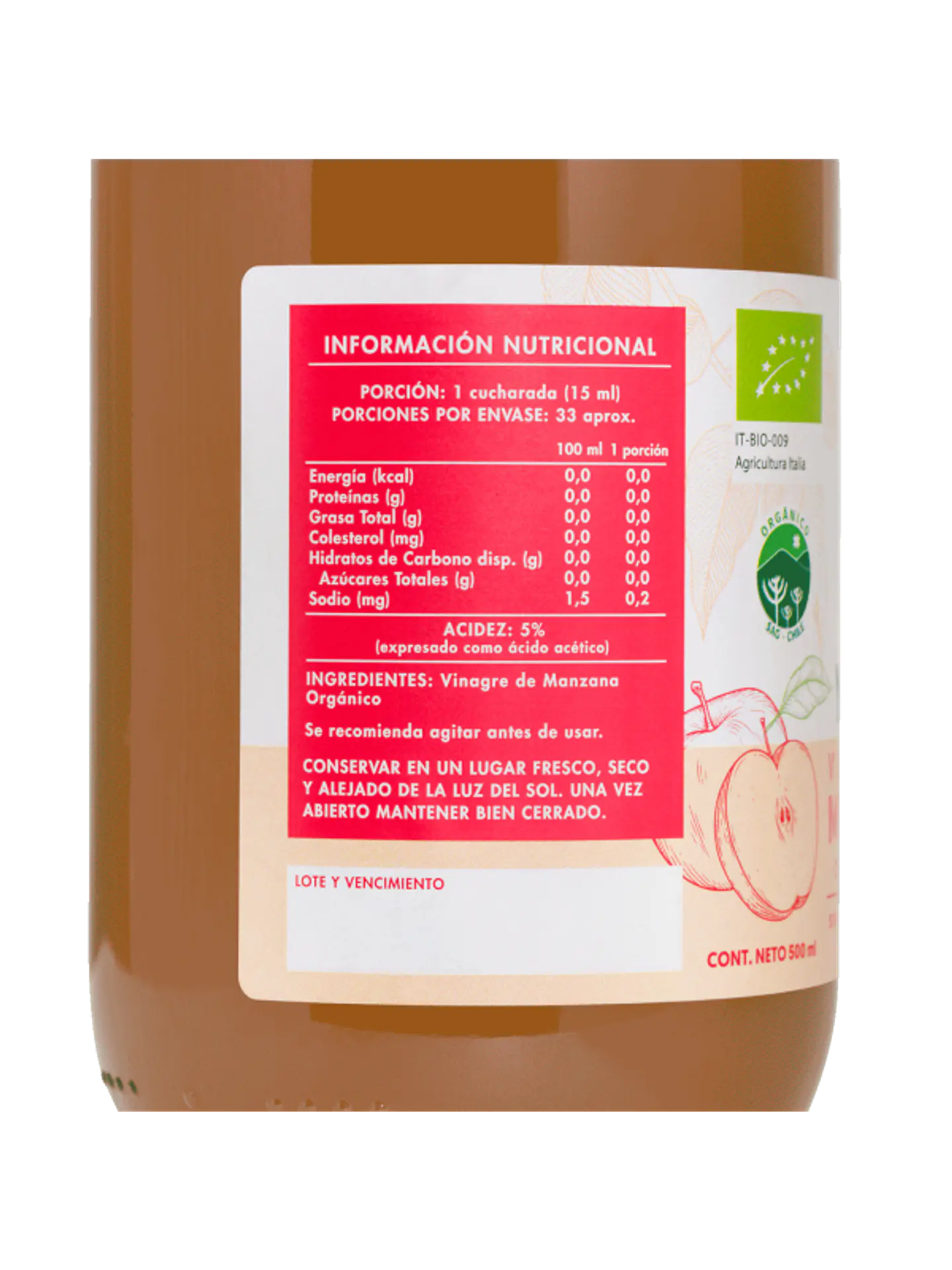 Vinagre de manzana orgánico 500 ml Manare 2