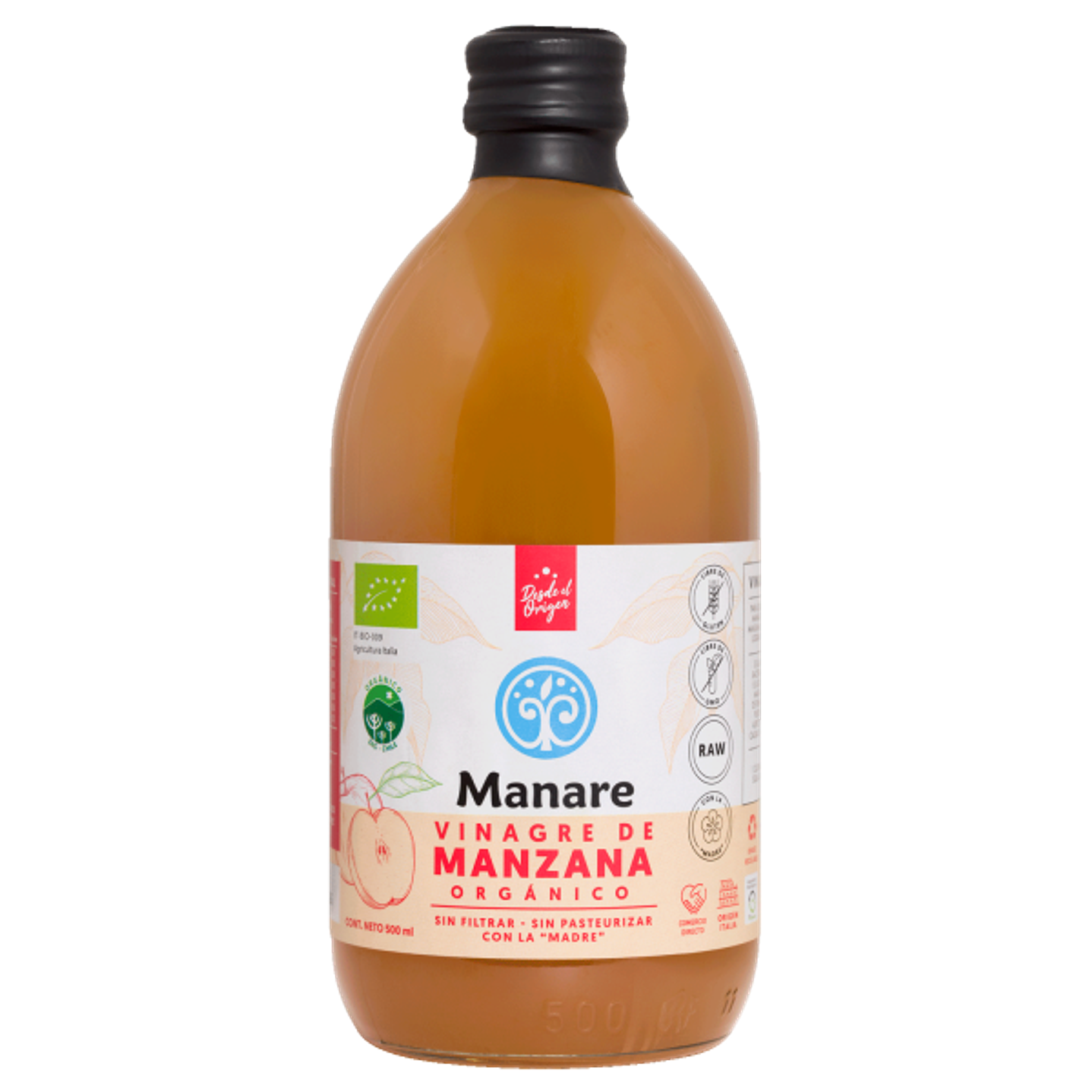 Vinagre de manzana orgánico 500 ml Manare 1