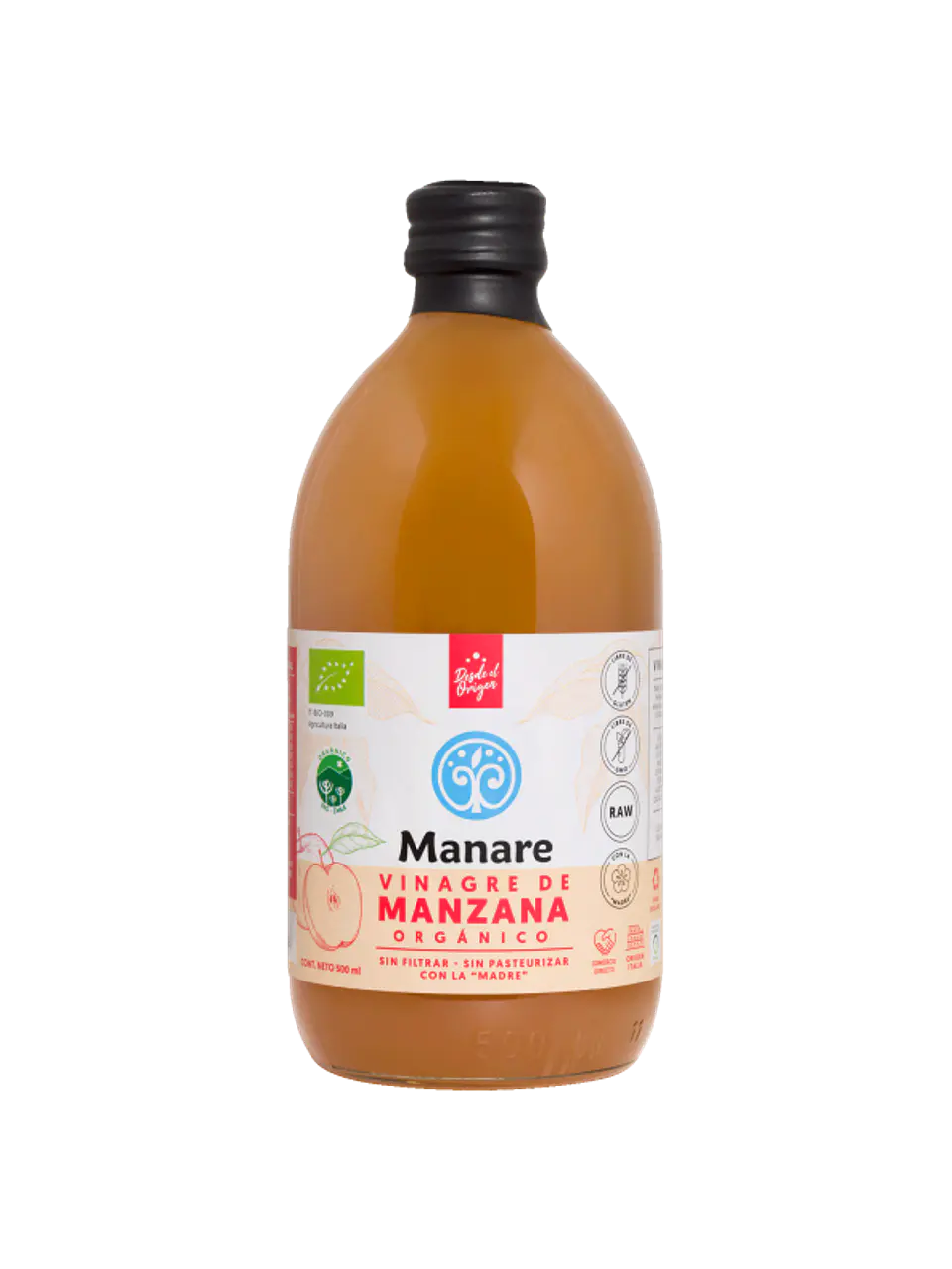 Vinagre de manzana orgánico 500 ml Manare 1
