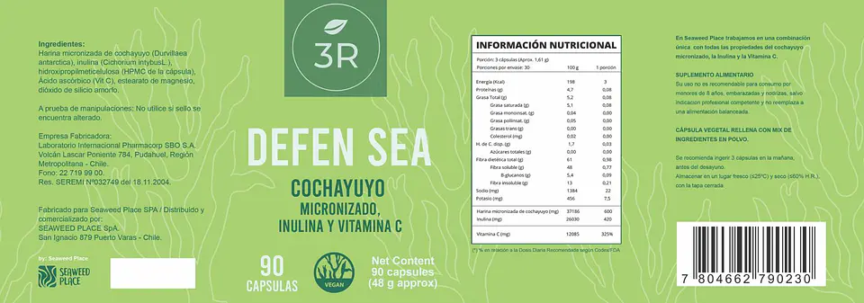 Cochayuyo con vitamina C Defen Sea 90 cápsulas 3R 2