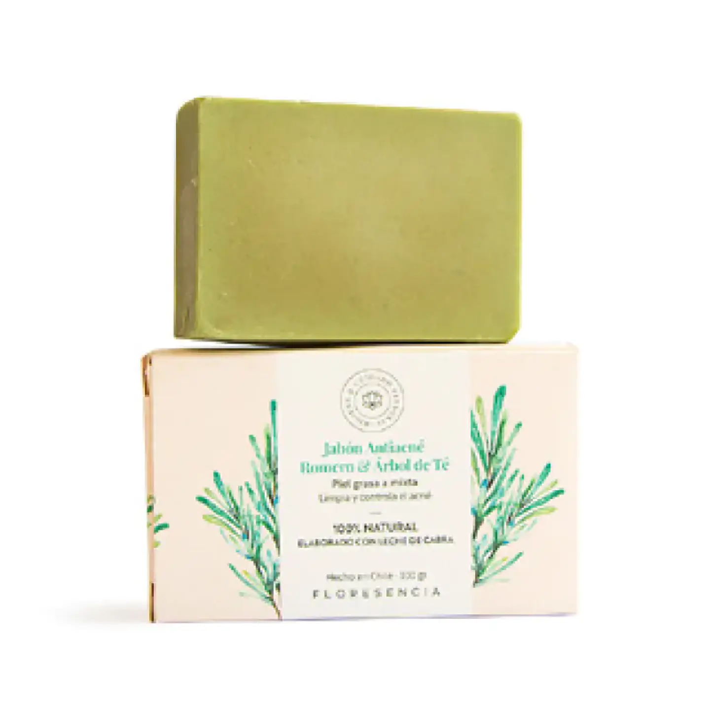 Jabón Antiacné de Leche de Cabra con Romero y Árbol de Té, 100 gr. Floresencia 1