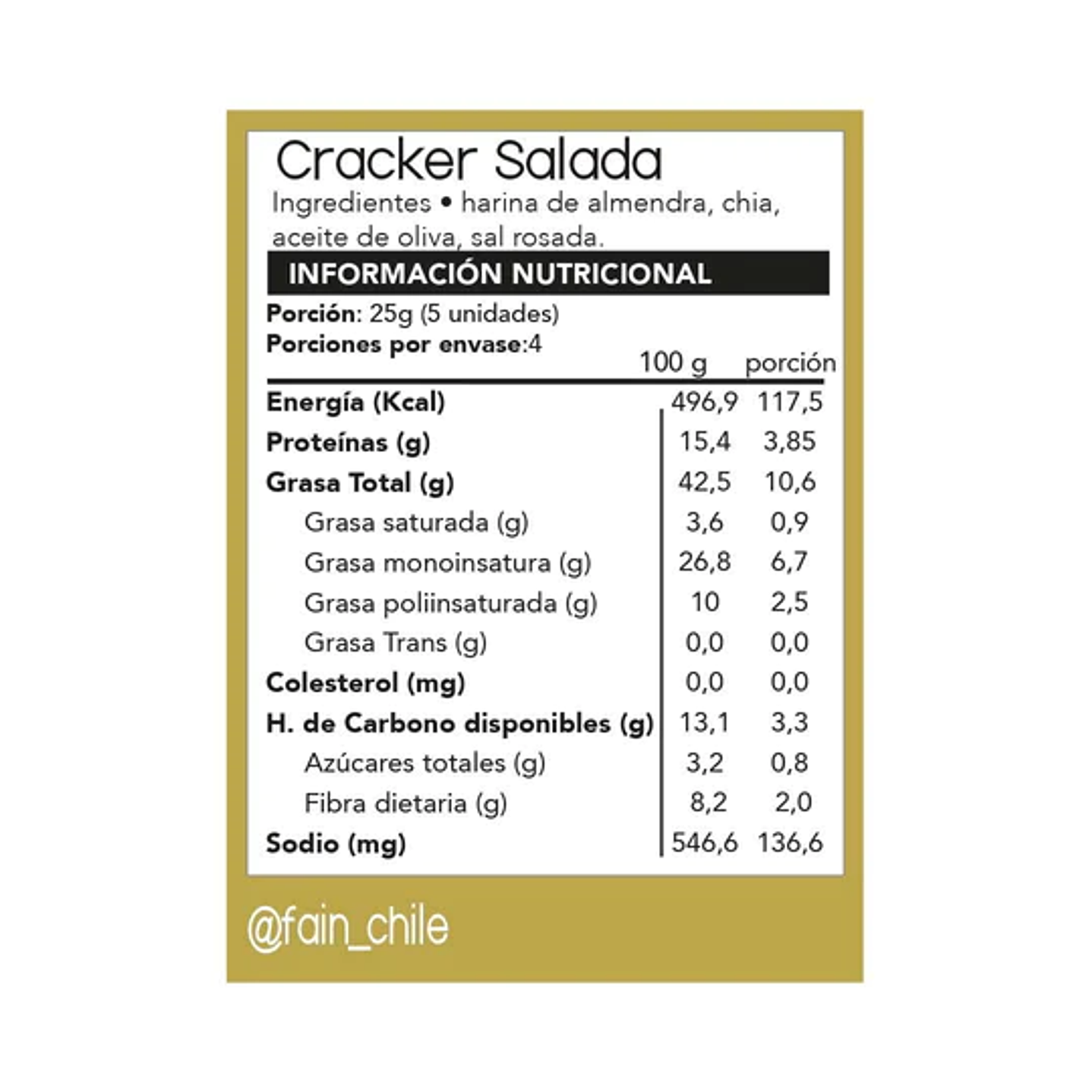 Fain - Cracker Keto Salada 150grs 2