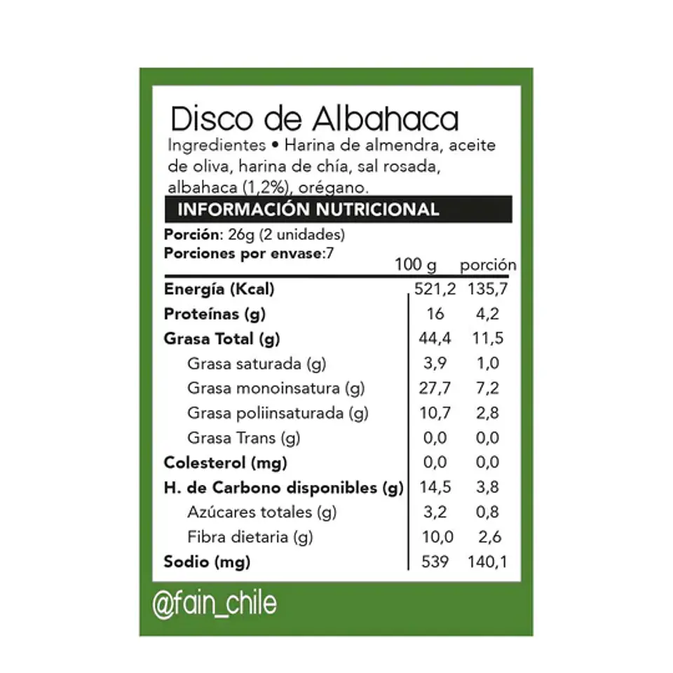 Fain - Discos de Albahaca Keto 150grs 2