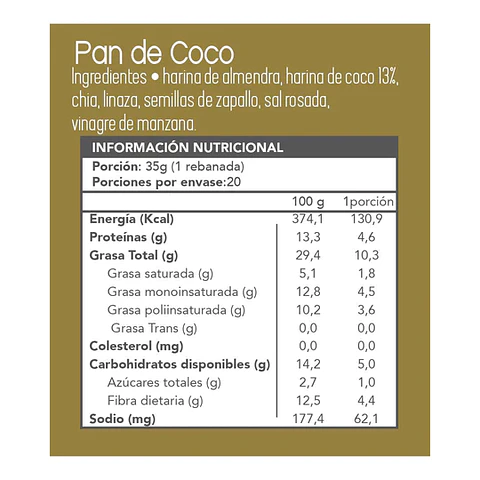 Fain - Pan de Coco Keto 700grs "Congelados, solo disponibles para retiro en tienda"