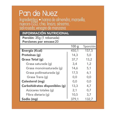 Fain - Pan de Nuez Keto 700grs "Congelados, solo disponibles para retiro en tienda"
