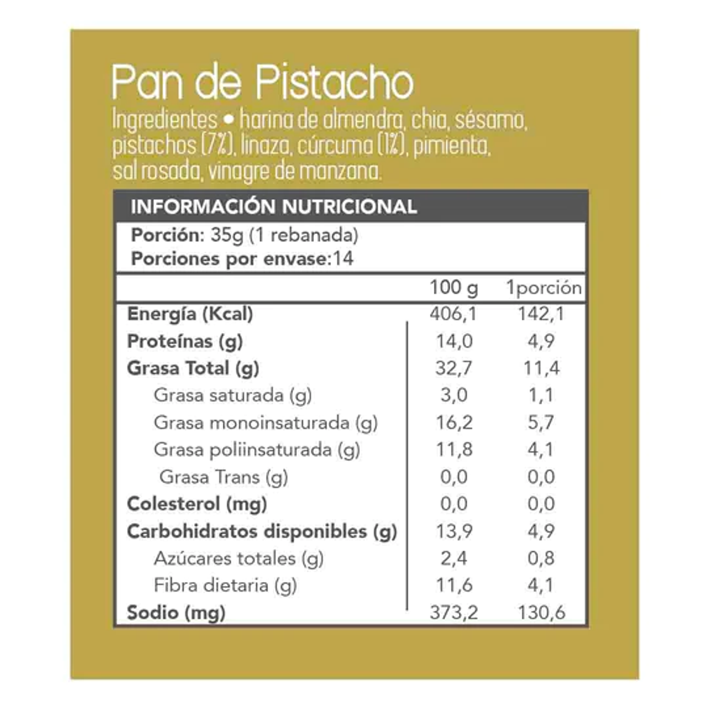 Fain - Pan de Pistachos Keto 500grs 