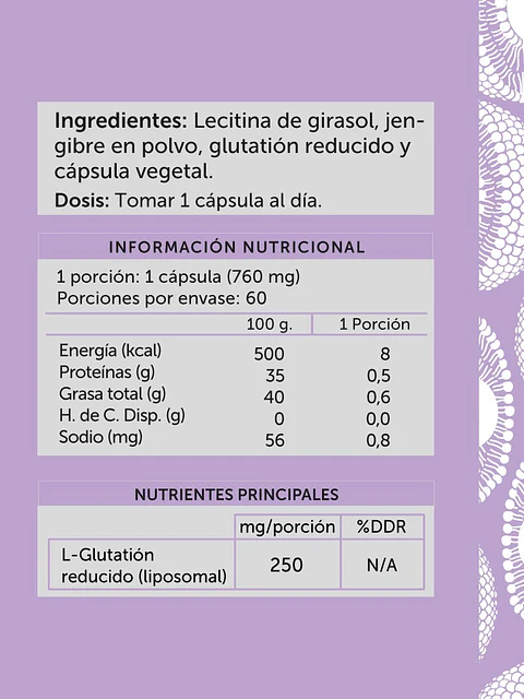 L-Glutatión Liposomal 60 cápsulas Wellplus