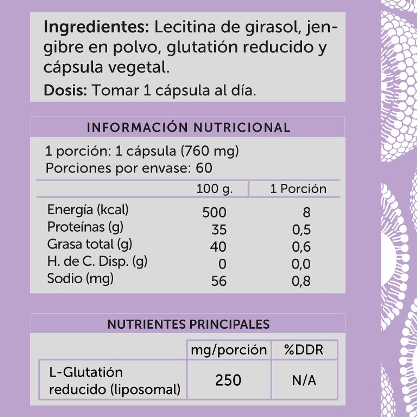L-Glutatión Liposomal 60 cápsulas Wellplus 2