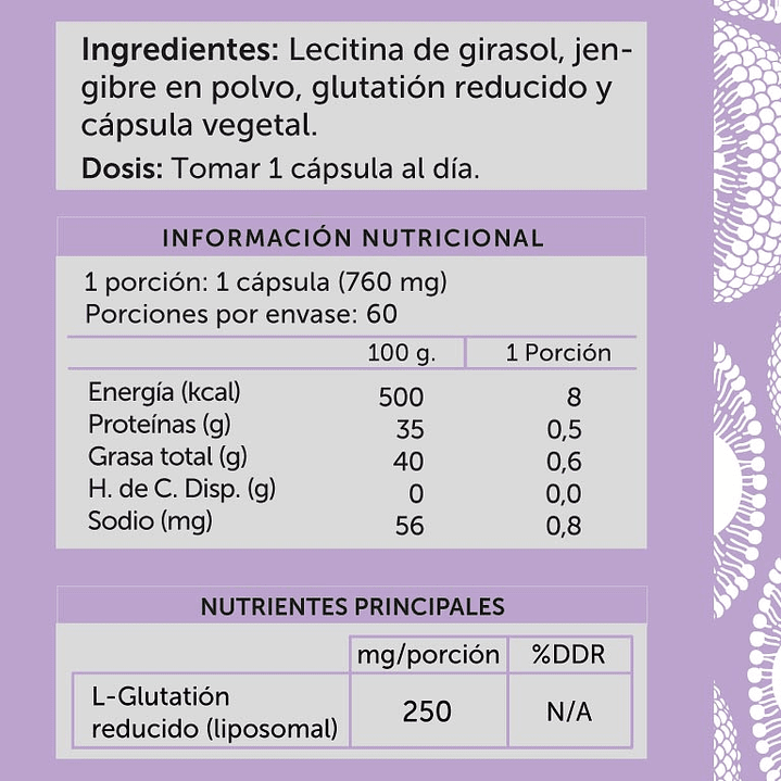 L-Glutatión Liposomal 60 cápsulas Wellplus 2
