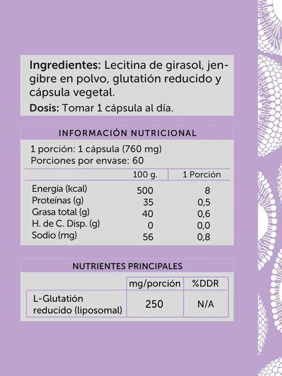 L-Glutatión Liposomal 60 cápsulas Wellplus 2