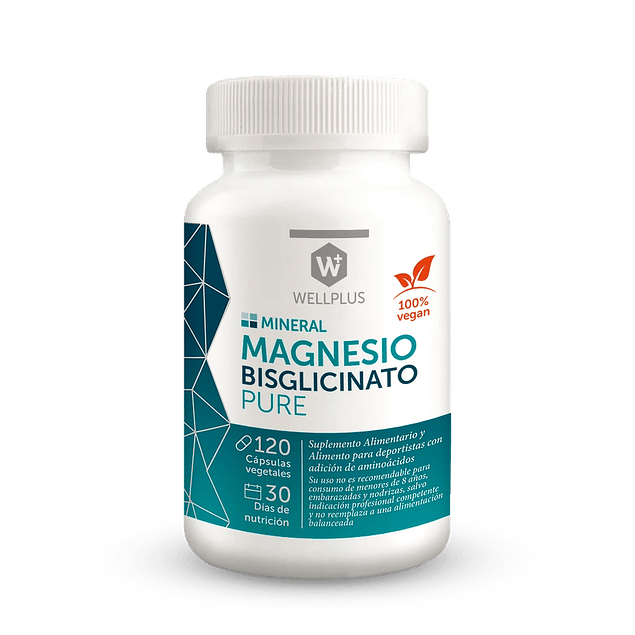 Magnesio Bisglicinato Pure 120 cápsulas Wellplus