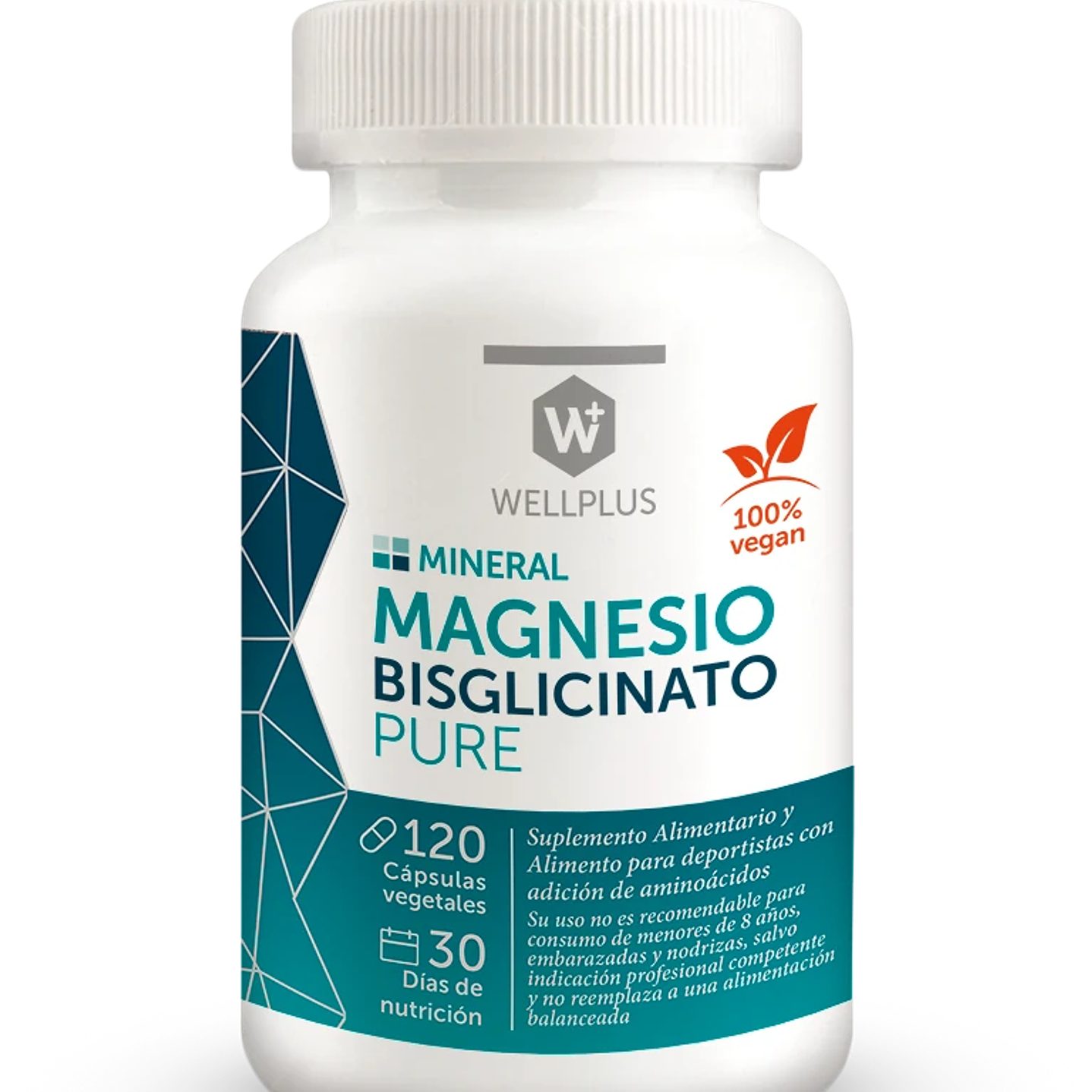 Magnesio Bisglicinato Pure 120 cápsulas Wellplus 1