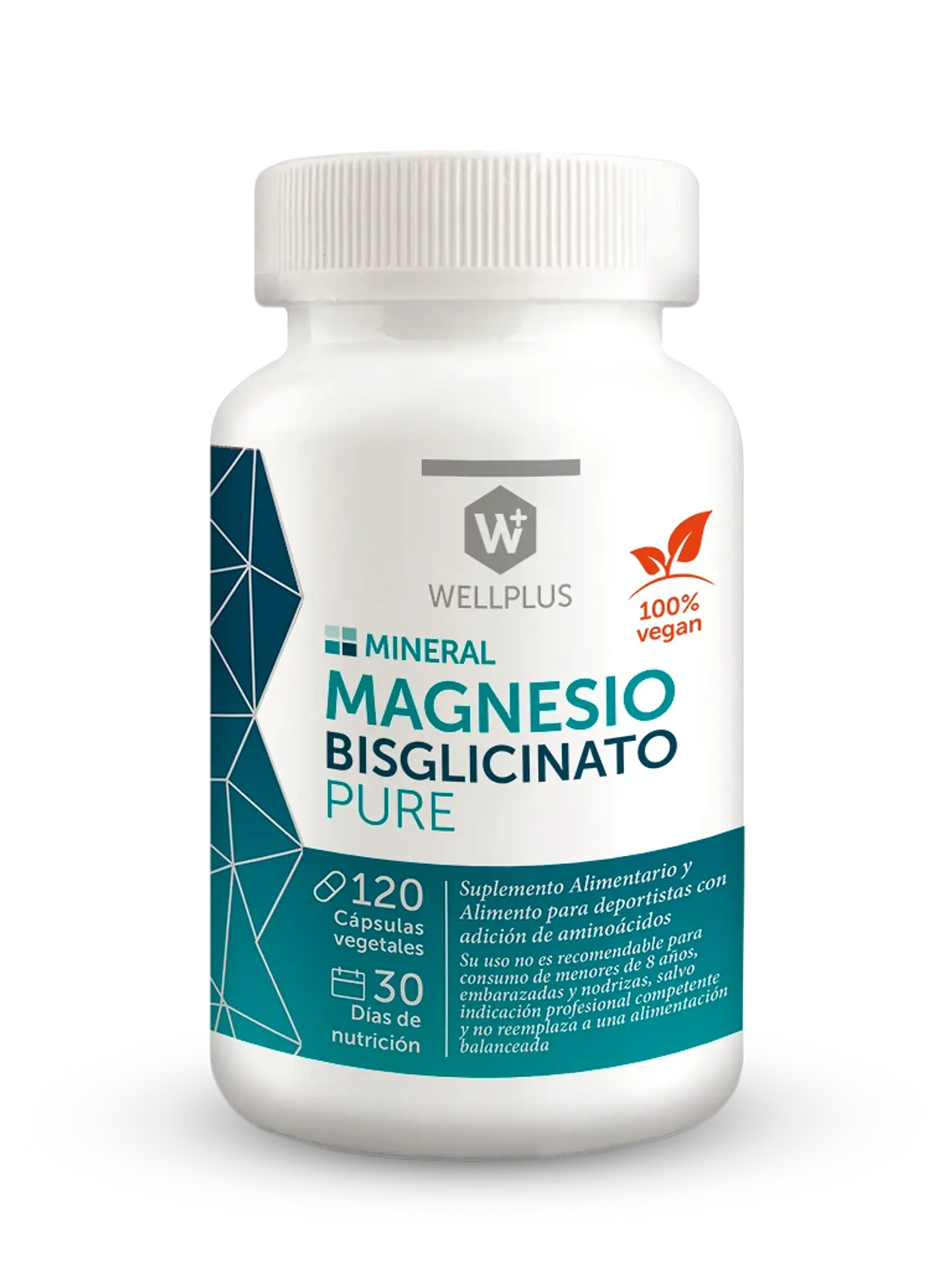 Magnesio Bisglicinato Pure 120 cápsulas Wellplus 1