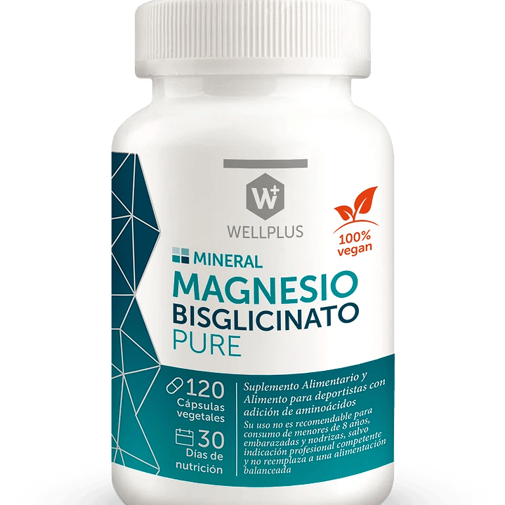 Magnesio Bisglicinato Pure 120 cápsulas Wellplus 1