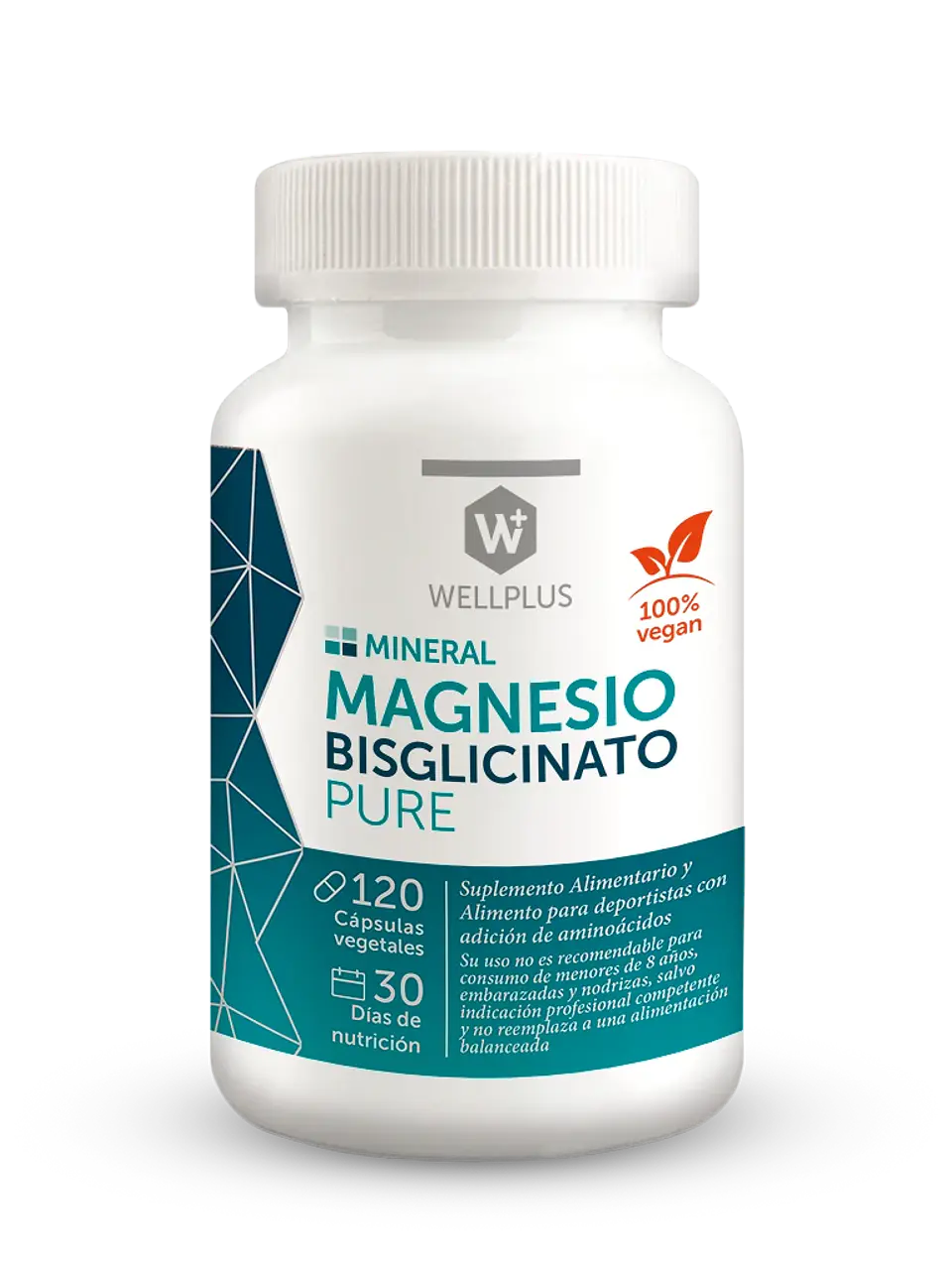 Magnesio Bisglicinato Pure 120 cápsulas Wellplus 1