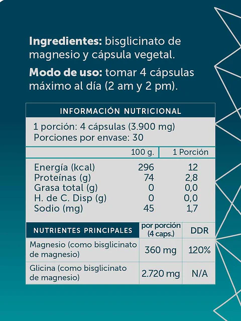 Magnesio Bisglicinato Pure 120 cápsulas Wellplus
