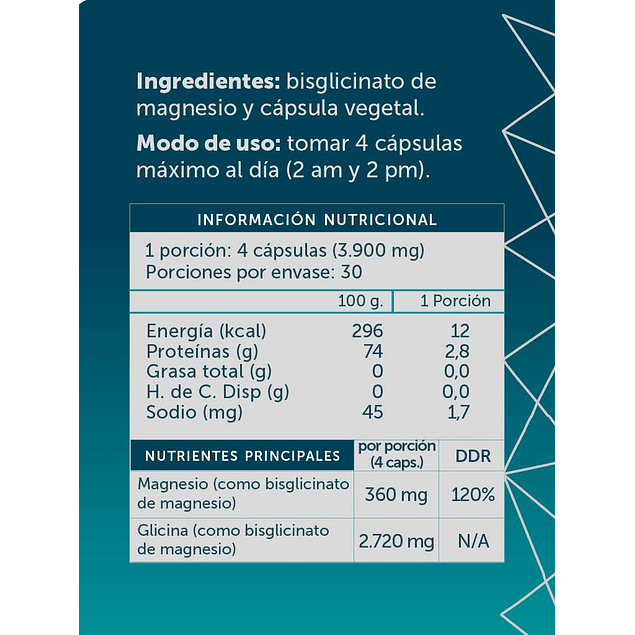 Magnesio Bisglicinato Pure 120 cápsulas Wellplus