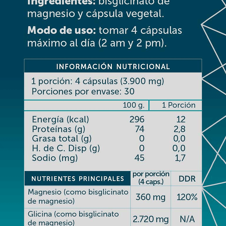Magnesio Bisglicinato Pure 120 cápsulas Wellplus 2