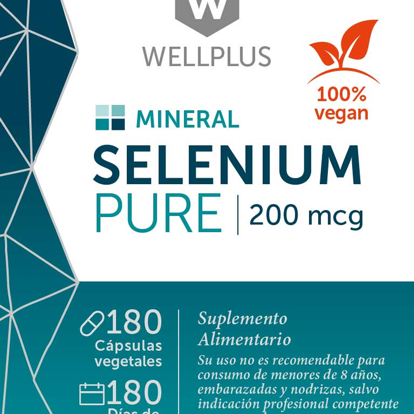 Selenium Pure 180 cápsulas Wellplus 3