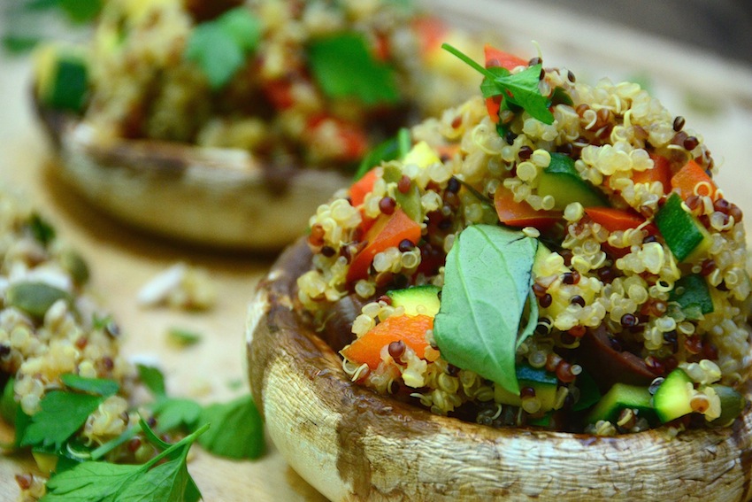 Receta: Champiñones rellenos con quinua y verduras