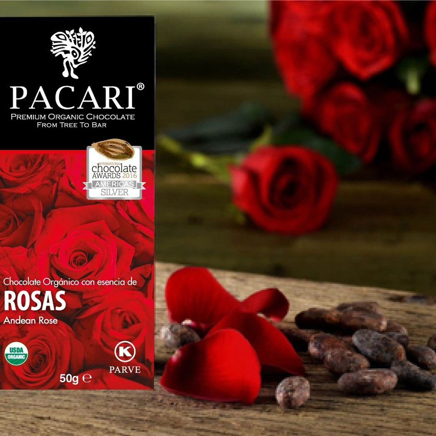 Chocolate esencia de rosa 50 gr Pacari  1